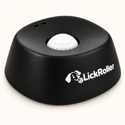 LickRoller — black rolling ball treat bowl